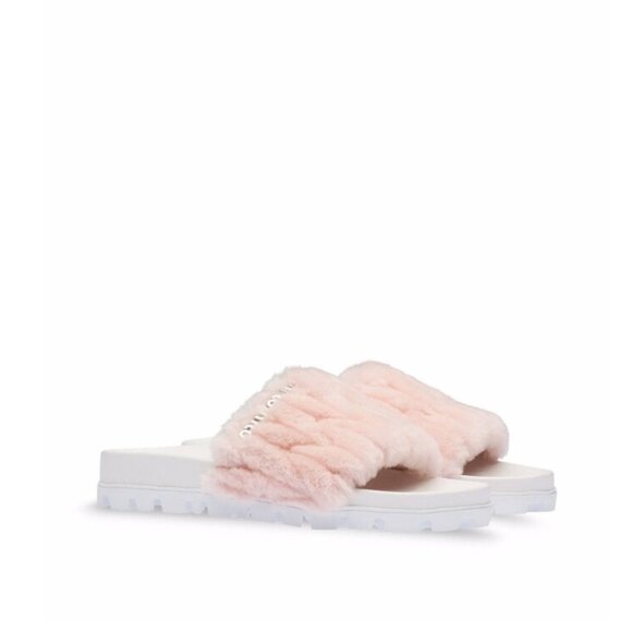 NWT Miu Miu Slip-on Sandals Pink Shearling Platform Open Toe Sz 34 - Picture 2 of 9
